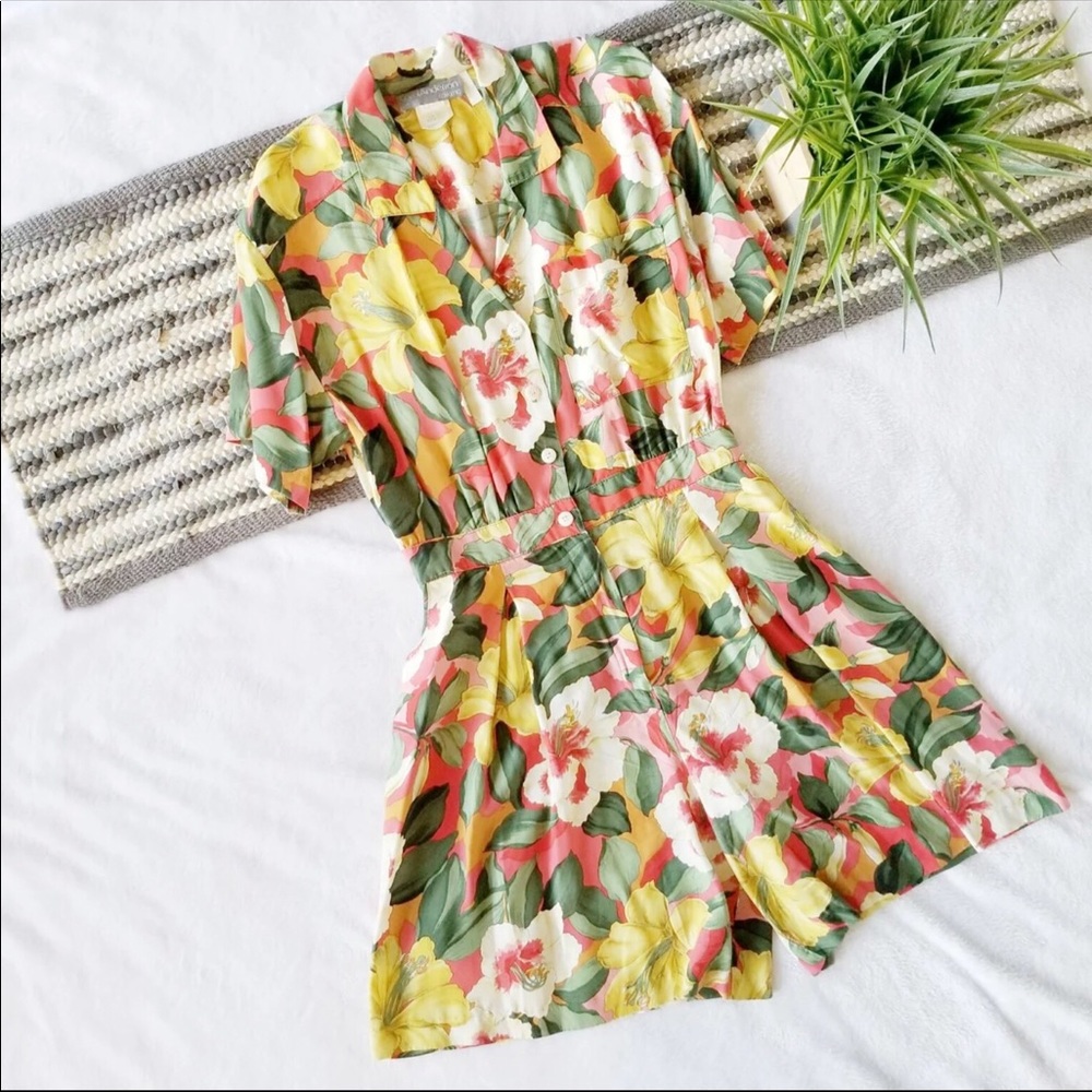 1990s Tropical Print Romper